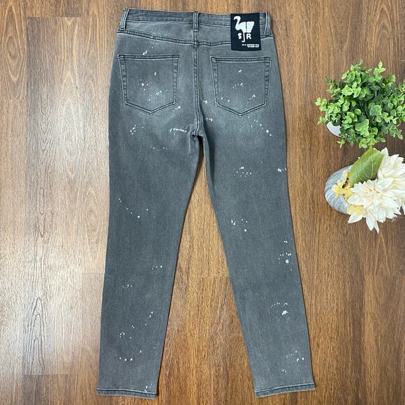 Free People X Sandrine Rose Grey Polka Dot Splatter Skinny Jean Size 30 - Picture 7 of 10